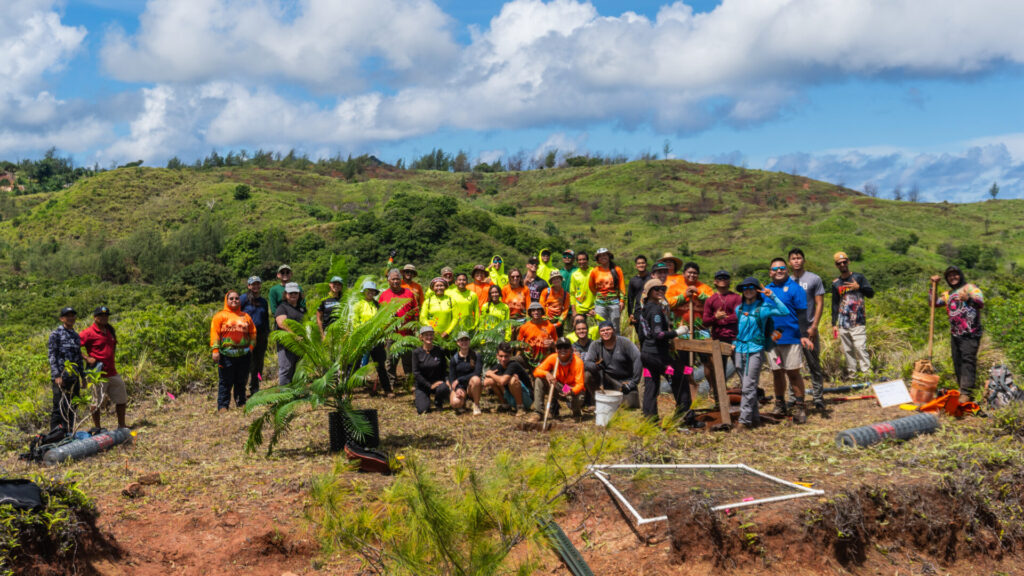 Members of the UOG Center for Island Sustainability and Sea Grant’s Island Conservation Lab and interns join the Guam Green Growth Conservation Corps, Guam Preservation Trust, and U.S. Fish and Wildlife teams for a group photo.