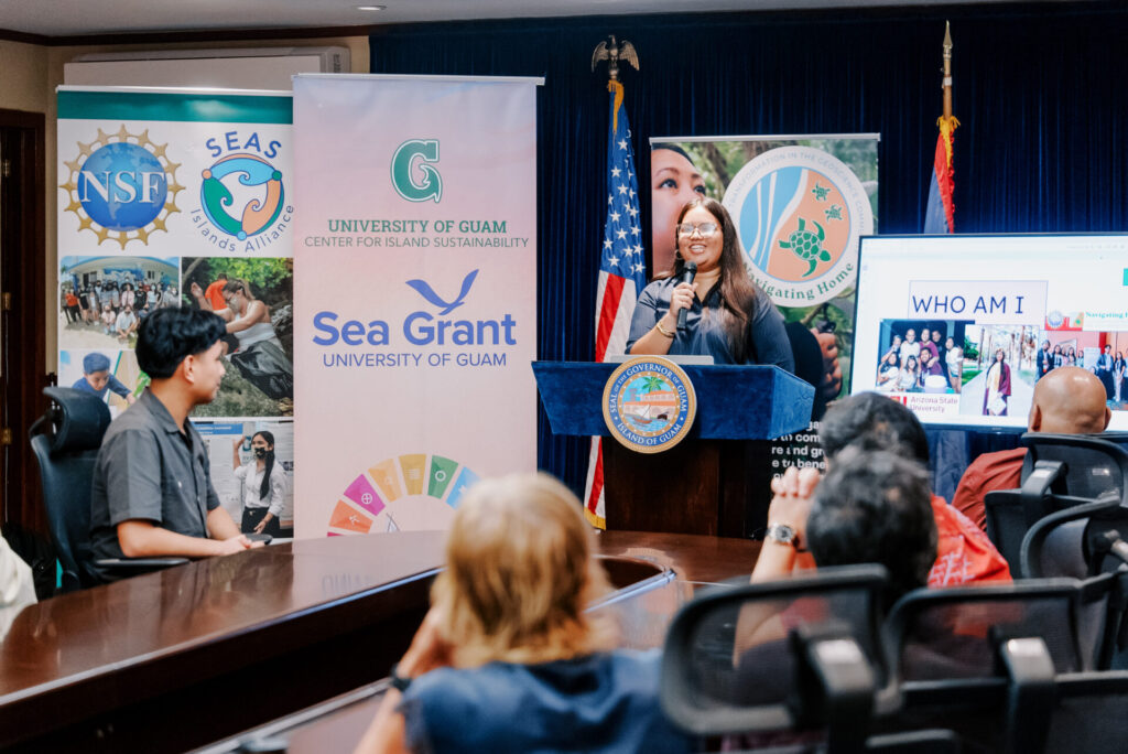NSF Navigating Home fellow Preya Camacho presents on her work, and the story that brought her back home following the completion of her undergrad degree program at Arizona State University. Camacho said her dedication to her community and wanting to make a difference for the island drove her to apply for the program.