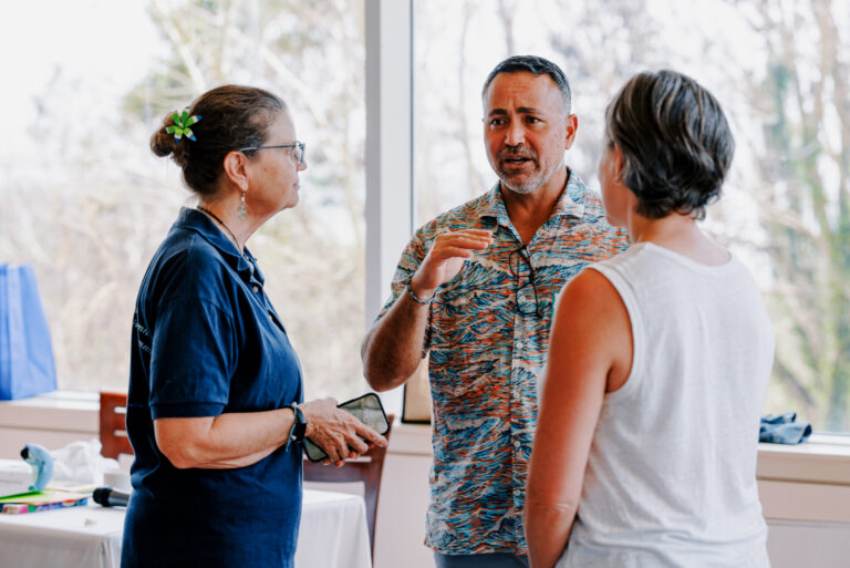 Conservation leaders Trina Leberer and Keobel Sakura at the Micronesia Challenge Regional Meeting in Guam.